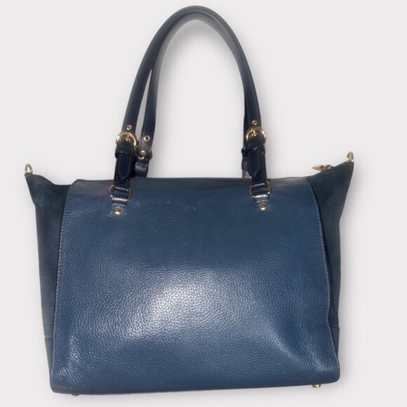 Coach Kleo Carryall C5689 Denim Blue Multi Leather Large Satchel Convertible Bag - Picture 5 of 10